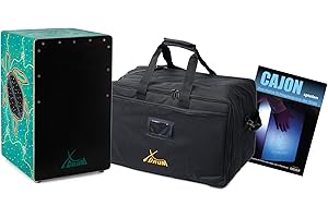 XDrum Design Series Handbemalte Designer-Cajon „Turtle“ mit Dot Art-Schildkröten, Integrierter Bass Port, HPL-Korpus, Snare-Effekt, inkl. Tasche und Cajon-Schule