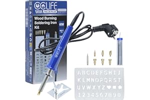 CCLIFE Lötkolben Set 60W, Brandmalkolben MAX.400°C, mit 20g Lötdraht, 6 Lötspitzen, Lötkolbenständer, Lötset zum Löten, Heißschneiden, Schweißen, Brandmalerei, Holz Gravieren