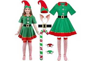HarnyLoom Disfraz Elfo Niño Niña Disfraz de Elfo Navidad Hombre Mujer Disfraz Papa Noel Elfo Orejas Gorro de Elfo Calcetines Santa Claus Outfit Fiesta Cosplay