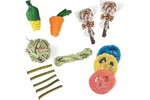 Virtue Yun 14 Pezzi Giochi per Conigli, Giocattoli da Masticare per Conigli, Naturale Giocattolo per Piccoli Animali per Porcellini d'India, Conigli, Criceti