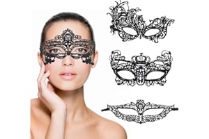 Clyhon 4 sztuki damska koronkowa maska wenecka, seksowna maska koronkowa, czarna maska na oczy, maska na Halloween, karnawał, imprezę, bal