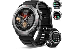 Atheewon Militär Smartwatch Herren Damen, Smart Watch mitTelefonfunktion 1,39" Touchscreen, Herzfrequenzmonitor Schlafmonitor IP68 Wasserdicht Sportuhr, 110+ Sportmodi Fitnessuhr für iOS Android