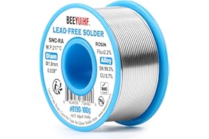 BEEYUIHF Fil de Soudure Sans Plomb, Sn99.3% Cu0.7% Fil étain Soudure avec 2.2% flux Colophane, Fil de Soudure pour la Soudure électrique (1.0mm 100g)