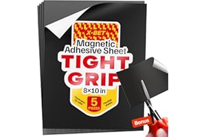 X-BET MAGNET Magnetfolie - 20x25 cm - Magnetplatte - Tafelfolie Magnetisch Selbstklebend - Magnetfolie Selbstklebende Magnetplättchen - Magnetpapier - Klebemagnete für Fotos - Alternative zu Magnetband - 5 Stück