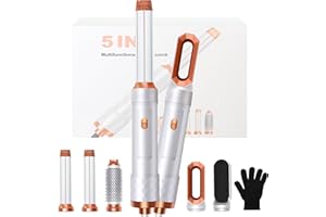 UKYITU 5 in 1 Hair Styler Airbrush 5 in 1 Multi Styler, Air Styler 5 in 1 with Air Curler, Hair Dryer, Brush Hair Dryer for Drying and Styling Straightening Volumizing Curling Sleeking