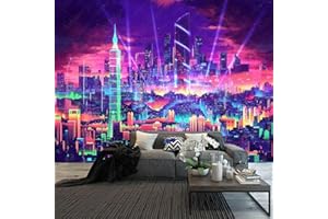 FENDROM Punk City Night View Tapestry Future City Cityscape Wall Art Neon Urban Futuristic Building Wall Hanging For Living Room Dorm Decoration