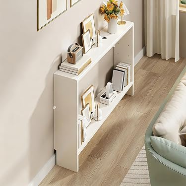 24/7 Shop At Home Yetta Tavolo Consolle Portaoggetti 81 Cm - Metal E Rovere Bianco, Con 1 Ripiano Per Ingresso E Soggiorno - 5