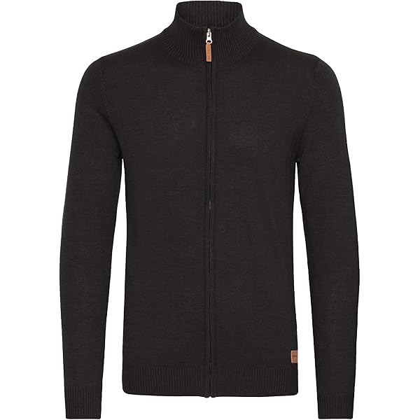 PJ PAUL JONES Heren volledige ritssluiting vest casual staande kraag geribbeld gebreid vest truien, Donkerblauw, M