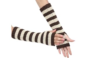OTKARXUS Women Arm Warmers,1 Pair Knitted Fingerless Gloves Mittens with Thumb Hole,Winter Warm Long Sleeve Wrist Warmers for Women Ladies Girls