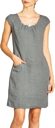 Caspar SKL018 Donna Vestito Estivo di Lino con Bottoni Decorativi : Amazon.it:  Abbigliamento