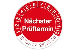 ‎IH ENGINEERING BV Test Badge "Next Test Date" - Pack of 140 - Self-Adhesive, UV-Resistant and Weatherproof Test Labels for Equipment Testing, Inspections, Ladders and Steps (Diameter 20 mm, Red)