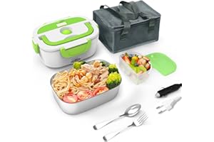 HOMEASY Scaldavivande Elettrico Portavivande Elettrico Portatile in Acciaio Inox (220V & 12V) per Casa Auto Campeggio Ufficio ECC-Verde