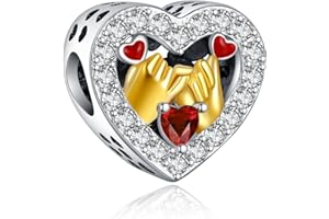 Rimgoris 925 Sterling Silver Charm for Women's Bracelets and Necklaces - Angel Wing, Love Bead, Pink Promise Heart, Flower, Miss You, Wife, Key - Girls' Gifts