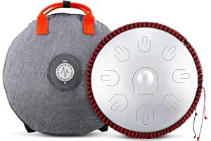 BeatRise Handpan Drum D Minor 9 Note 14 pollici Hand Pan Steel Tongue Drum con borsa per il trasporto e mazze (D'argento)