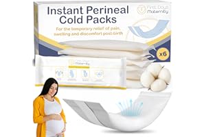 FIRST DAYS MATERNITY SUPPLIES First Days Maternity Instant Perineal Cold Packs - Up to 20mins Cooling Effect - Absorbent, Disposable with Soft Cotton Cover - Ideal Hospital Bag Maternity Essentials (Pack of 6)