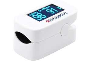 FARMAMED 3 in 1 Saturimetro da dito, Ossimetro, Pulsossimetro professionale per Saturazione Ossigeno, Frequenza Cardiaca e Indice Perfusione, Display OLED XXL ruotabile, Custodia in dotazione, Bianco
