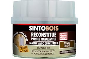 SINTOBOIS - Pâte à Bois Charges Lourdes - Reconstitue les Parties Manquantes - Passages Fréquents et Charges Lourdes - Intérieur et Extérieur - Sec en 20min - Chêne - Technique Professionnelle - 190g