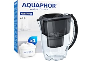AQUAPHOR Jarra Filtradora de Agua Amethyst con 1 Filtro MAXFOR+ 200L - 2.8L - Negro