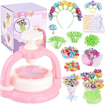 LUMITERRA Activité Manuelle Enfant, Kit Création Bouquet de Fleurs DIY, Cadeau Fille 3 4 5 6 7 8 9 10 Ans, Set de Bricolage avec Machine à Fleurs et vase, Jouet Fleurs