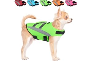 ALAGIRLS ALADLJ003 Gilet de sauvetage pour chien ou petit chien Taille XS réglable avec poignée de sauvetage Vert XS