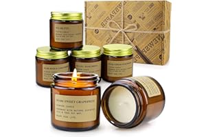 YMING 6 Pack Candles for Home Scented Aromatherapy Candles Gifts Set for Women Soy Wax Long Lasting Amber Jar Candles for Christmas Valentine Birthday Mother's Thanksgiving Day Present