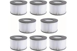 Vokowin Ersatzfilter für MSPA Whirlpool Ersatzfilter-Kartusche Wasserfilter, Filter für Whirlpool und heiße U-Boote sowie Spas, Aufblasbare Pools, Wasserfilter Modell ab 2020, Packung à 8