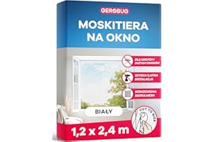 GEROBUG Moskitiera okienna bez wiercenia, siatka na owady na okno, moskitiera na okno, moskitiera na okno, moskitiera na okno, moskitiera na okno, siatka na komary i okna, 1 sztuka, biała