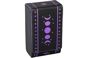 BWTY Best wishes to you Tarot Cards Holder, Leather Tarot Card Case/Box, Suitable for Standard Size Tarot Cards (2.75in x 4.75in)-Moon Phase Design (Purple)