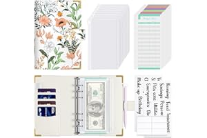 Hnogri Koperty budżetowe z zamkiem błyskawicznym, segregator A6, do budżetowania, planer budżetu, organizer na rachunki gotówkowe, kwiatowy portfel budżetowy dla kobiet, Evergreen
