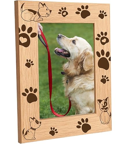 Sporgo 3D Bilderrahmen Hund Katze | 360° Drehbar 23x20,5cm | Holz Gedenkrahmen Für Haustiere