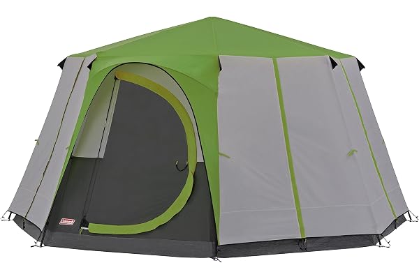 Coleman Tente Octagon Festival 6 à 8 Places, Grande Dôme Avec Pleine Hauteur de Tête, 100% Imperméable, Camping Familiale Avec Tapis de Sol Cousu