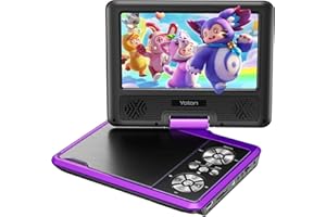 Yoton Reproductor de DVD portátil de 9,5 Pulgadas para niños con Pantalla giratoria HD de 7,5 Pulgadas, Altavoz estéreo, sincronización TV/USB/Tarjeta SD, Morado