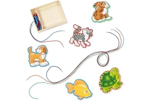 Melissa & Doug Wooden Panels & Laces - Pets | Developmental Toy | Lacing Activities | 3+ | Gift for Boy or Girl