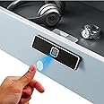 TERRIFI Fingerprint Drawer Lock, Leather Element Smart Biometric - Rechargeable Cabinet Lock, Keyless Hidden File Drawer Wardrobe Lock for Valuable Private Storage, Home or Office Storage, etc(Black)