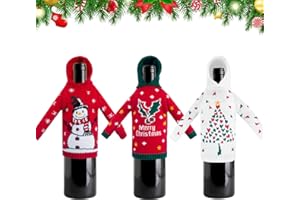 GAROMIA Flaschen Deko Weihnachten 3 Stück Flaschenmütze Weihnachten Deko Weinflasche Abdeckung WeihnachtenPullover Flaschenhülle Weinflasche Weihnachtsflaschentasche für Home Dinner Tischdeko