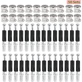 BUYGOO Depth Stops for Drill Bits 50 Pair of Furniture Connector &Oslash;15mm Eccentric Cam Screw and Adjustment Bolts Pins M6 x 45m