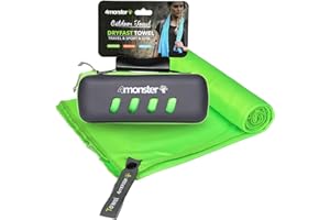 4Monster Microfiber Towel with Carry Case, Super Absorbent Travel Towel, Quick Dry Towel, Camping Towel, Great for Gym, Beach, Swimming, Backpacking and More