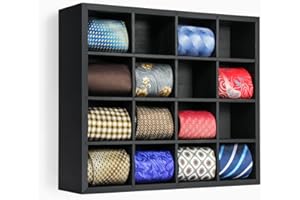 B4Life Tie Rack Wall Mounted Tie Box,Tie Organizer Tie Display Racks for Wall, Bamboo Tie Storage Tie Organizer for Men Tie Holder Wall Mount(Storage 16 Ties)