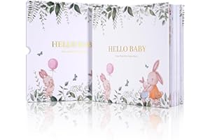 JIMBON Álbum para bebés para pegar fotos y escribir, 118 páginas - primer año a 5 años - Álbum de nacimiento ideal Regalos para recién nacidos - versión en inglés Álbumes de recuerdos