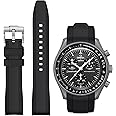 Stanchev Strap Omega x Swatch MoonSwatch 20mm Soft Replacement Rubber Strap for Swatch Omega MoonSwatch Speedmaster Seamless Curved Strap for MoonSwatch Swatch Men Women