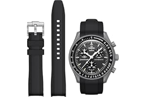 Stanchev Cinturino per Omega x Swatch MoonSwatch 20 mm, cinturino di ricambio in gomma morbida compatibile con Swatch Omega Moonswatch Speedmaster Watch, cinturino Moonswatch curvo senza cuciture per