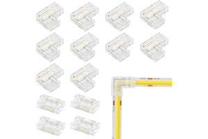 Nituaeu 14 stycken LED-remskontakter, 2-polig 8 mm LED-kontakter lödfria, 10 L-form + 4 mittkontakter hörnkontakter, anslutni