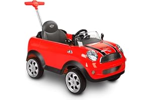 ROLLPLAY Push Car with Adjustable Footrest, For Children 1 Year and Older, Up to 20 kg, MINI Cooper, Red