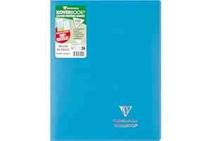 Clairefontaine 981412C Un Cahier Agrafé Koverbook Bleu Turquoise - 24x32 cm - 96 Pages Grands Carreaux - Papier Blanc 90 g - Couverture Opaque Polypro Recyclé