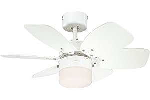 ‎WESTINGHOUSE Westinghouse Lighting Deckenventilator, E27, Ausführung in Weiß mit Wendeflügeln in hellem Ahorn/weiß, 7242440