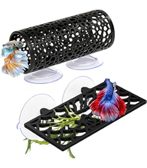 BOXOB Betta-Hängematten-Set - 5-teilig Mit Saugnapf-Blättern & Durchsichtigem Tunnel Für Kampffische