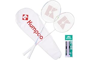 KUMPOO Badminton Rackets Set of 2, Carbon Fiber Badminton Racket Professional, Badminton Racket Set with Grip & Bag, Pro Badminton Racket Lightweight for Beginner Adults Outdoor Sports Trainning Games
