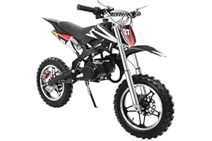 Zoobotanica 49cc Dirt Bike,Kinder Jugend Crossbike Pocket Cross,10 Zoll 2-Takt Motorrad Motorbike,Hand-Zug-Start-Methode,Scheibenbremsen,Bis 60 km/h, Max 100kg, Motorsport Pocket Crossbike (Schwarze)