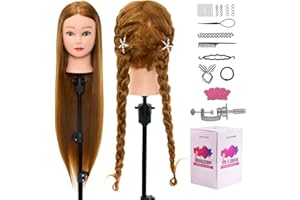 ‎NEVERLAND BEAUTY & HEALTH Neverland Beauty 30" Übungskopf Frisierkopf Friseur 100% Synthetisches Haar Perückenkopf Puppenkopf Trainingsköpfe Friseurkopf Ausbildung Kopf Mit Halter + DIY Haar Zubehör styling Set