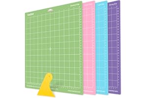 Lya Vinyl Schneidematte 4-Stück, 12x12 Zoll (30,5 x 30,5cm), PVC, Polyvinylchlorid, Quadratisch, 4 verschiedene Griffarten, inkl. Schaber